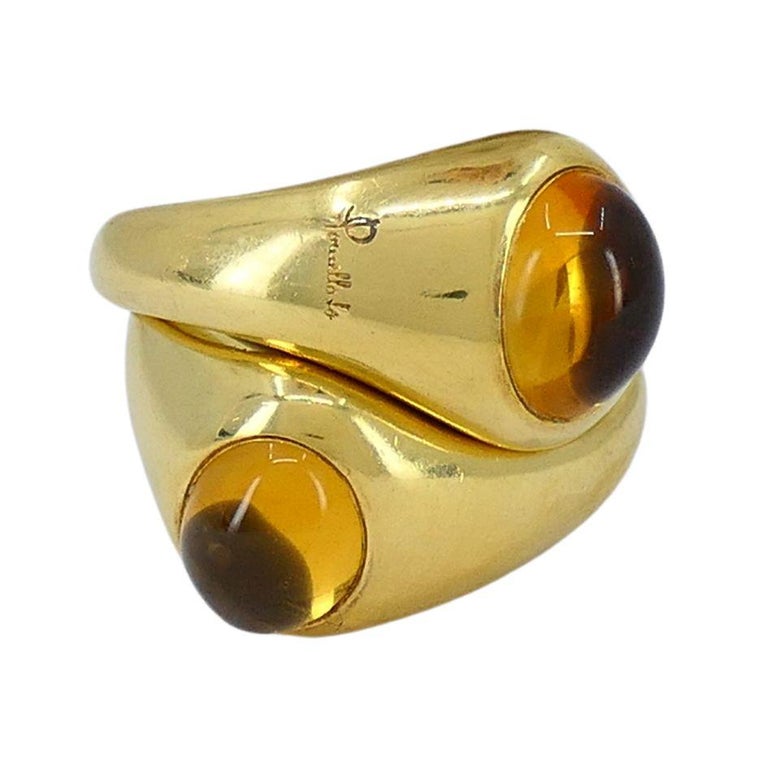 Pomellato 18k Gold Citrine Interwoven Duo Ring For Sale at 1stDibs