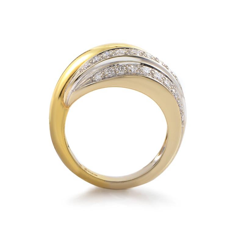Gorgeously crafted from 18K yellow and white gold this Pomellato ring boasts stylish, elegant design extravagantly accented with 0.42ct of prestigious diamond stones.
