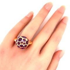 Pomellato 18k Rose Gold Amethyst Harem Cocktail Ring Size 6.5