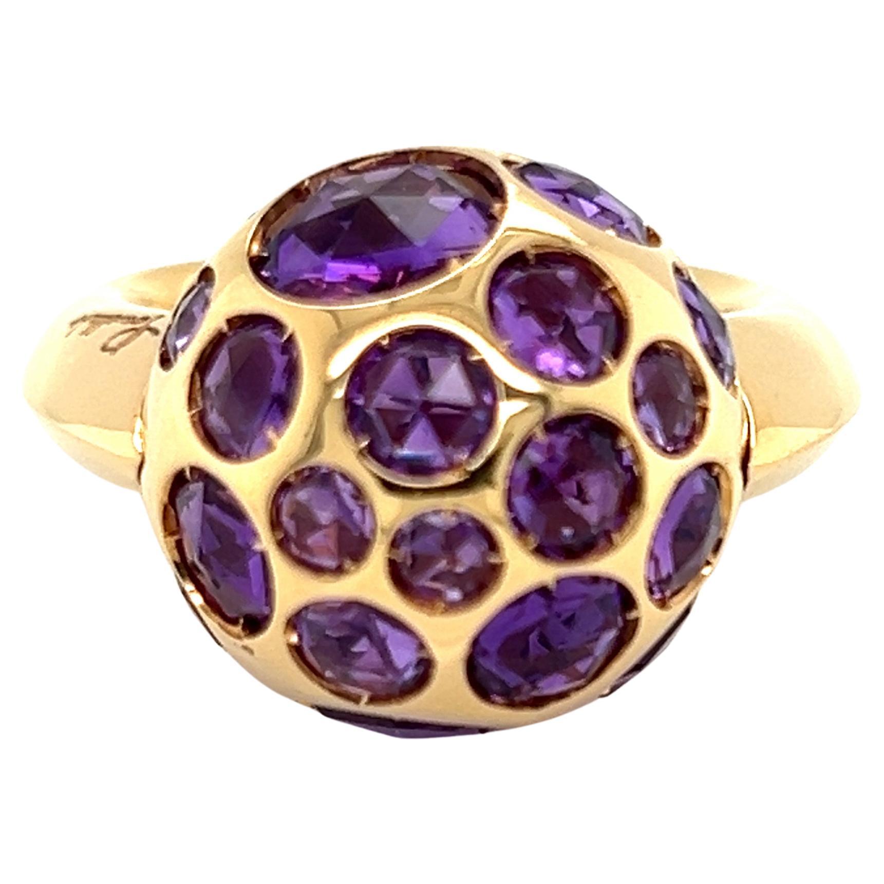 Pomellato 18k Rose Gold Amethyst Harem Cocktail Ring Größe 6,5 im Angebot