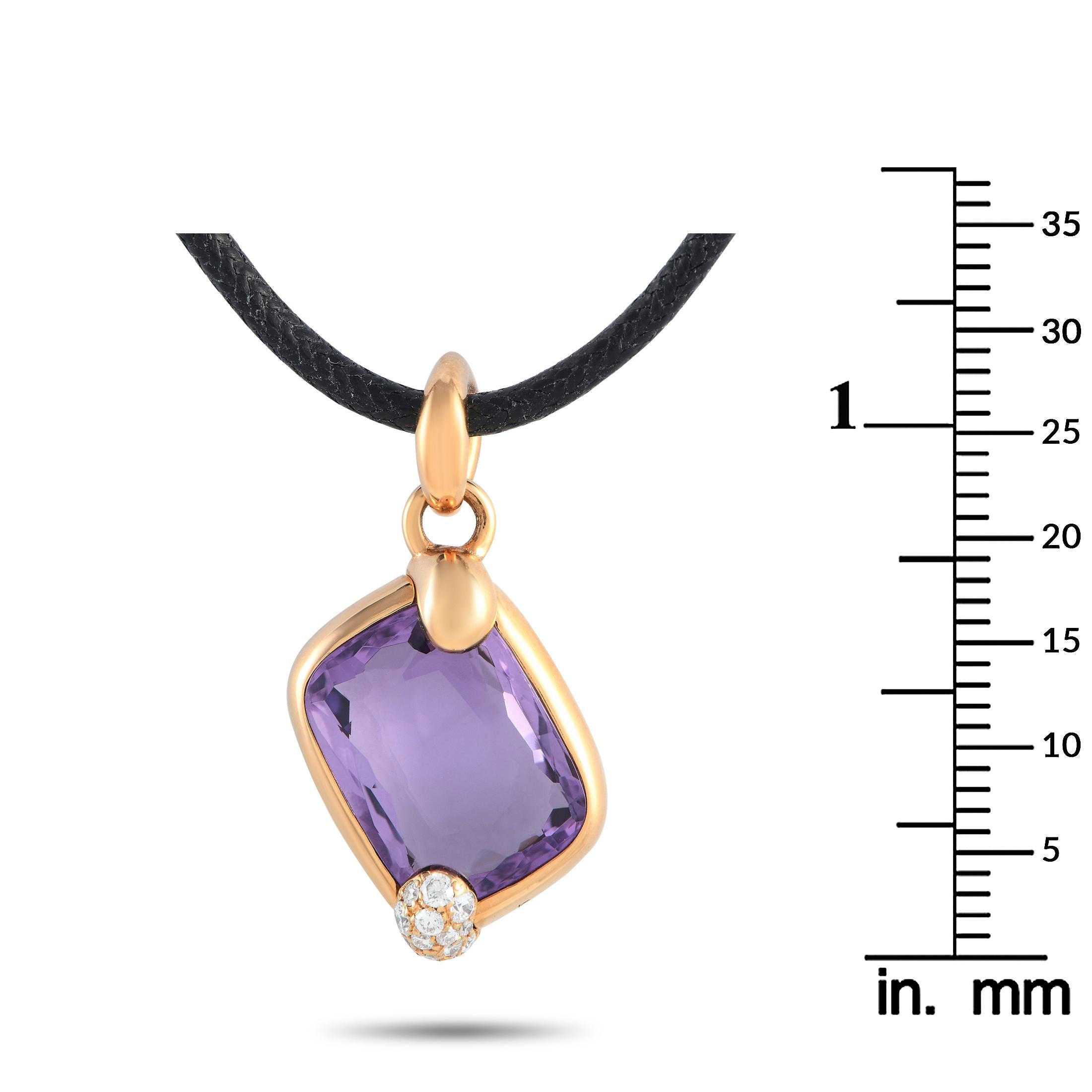 Pomellato 18K Rose Gold Diamond and Amethyst Cord Necklace PO12-100223 In New Condition For Sale In Southampton, PA