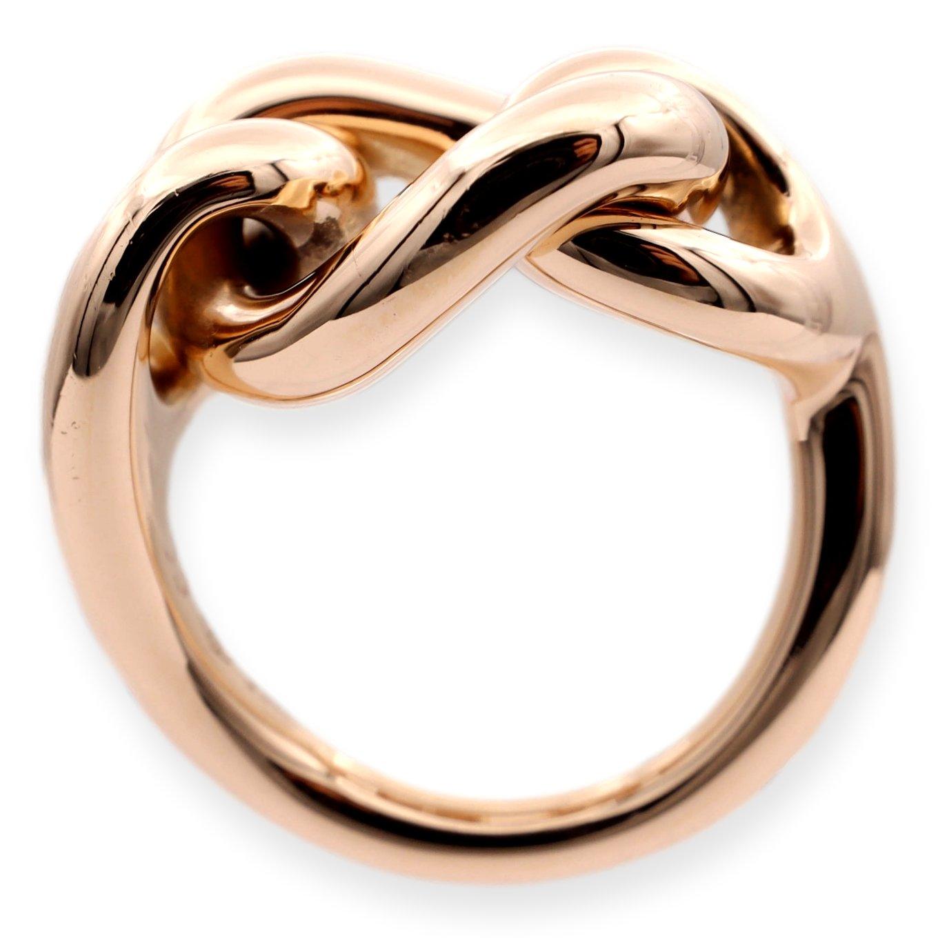 Modern Pomellato 18k Rose Gold Iconica Tango Large Chain Link Ring Size 53 For Sale