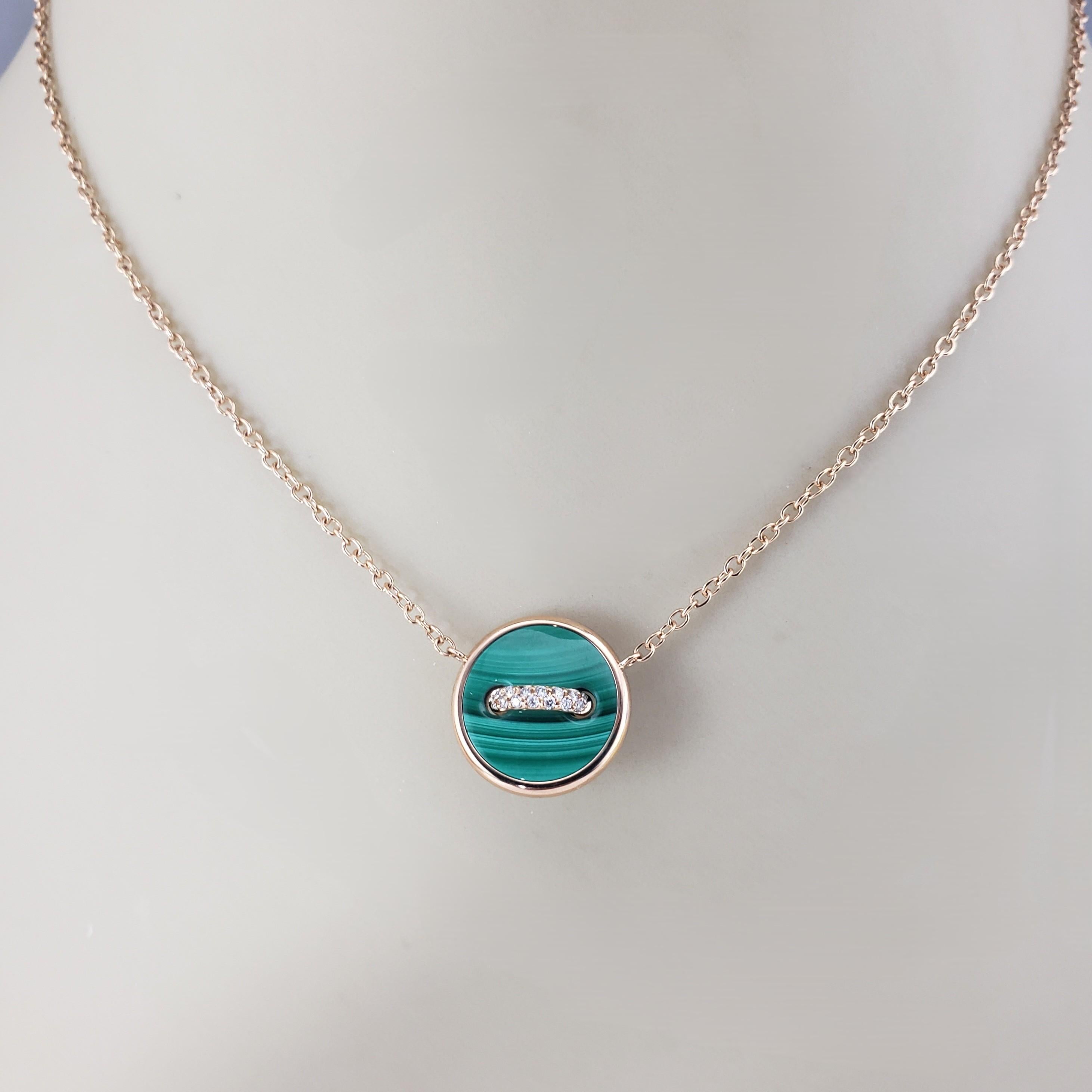 Collana Pomellato in oro rosa 18 carati con malachite e diamanti Dot Dot #21962 in vendita 2