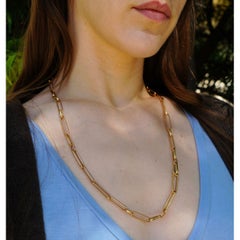 Pomellato 18k Rose Gold Open Rectangular Paperclip Link Necklace