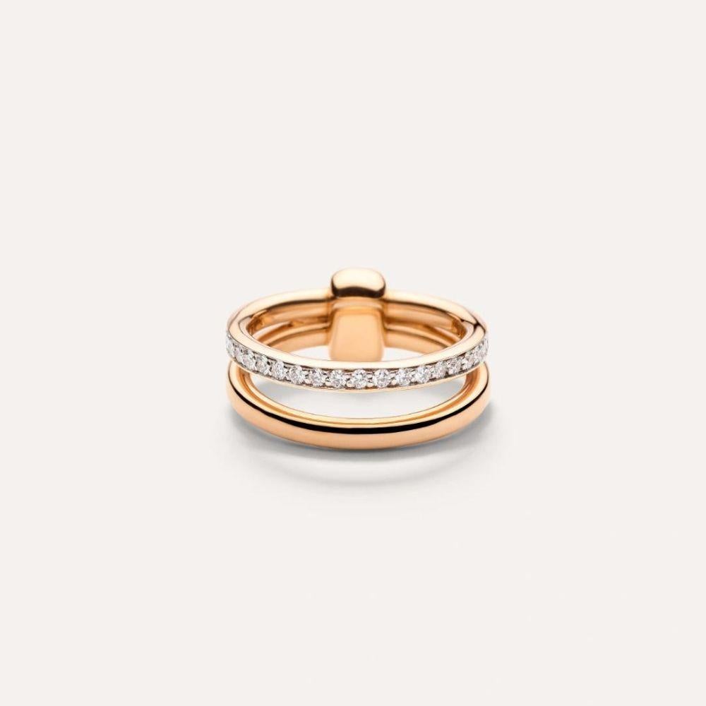 Women's Pomellato 18K Rose Gold Pomellato Together Ring with Diamonds, Size 57 For Sale