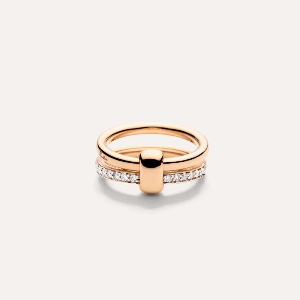 Pomellato 18K Rose Gold Pomellato Together Ring with Diamonds, Size 57 For Sale 1
