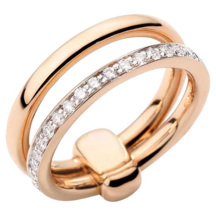 Pomellato 18K Rose Gold Pomellato Together Ring with Diamonds, Size 57 For Sale