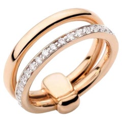 Vintage Pomellato 18K Rose Gold Pomellato Together Ring with Diamonds, Size 57