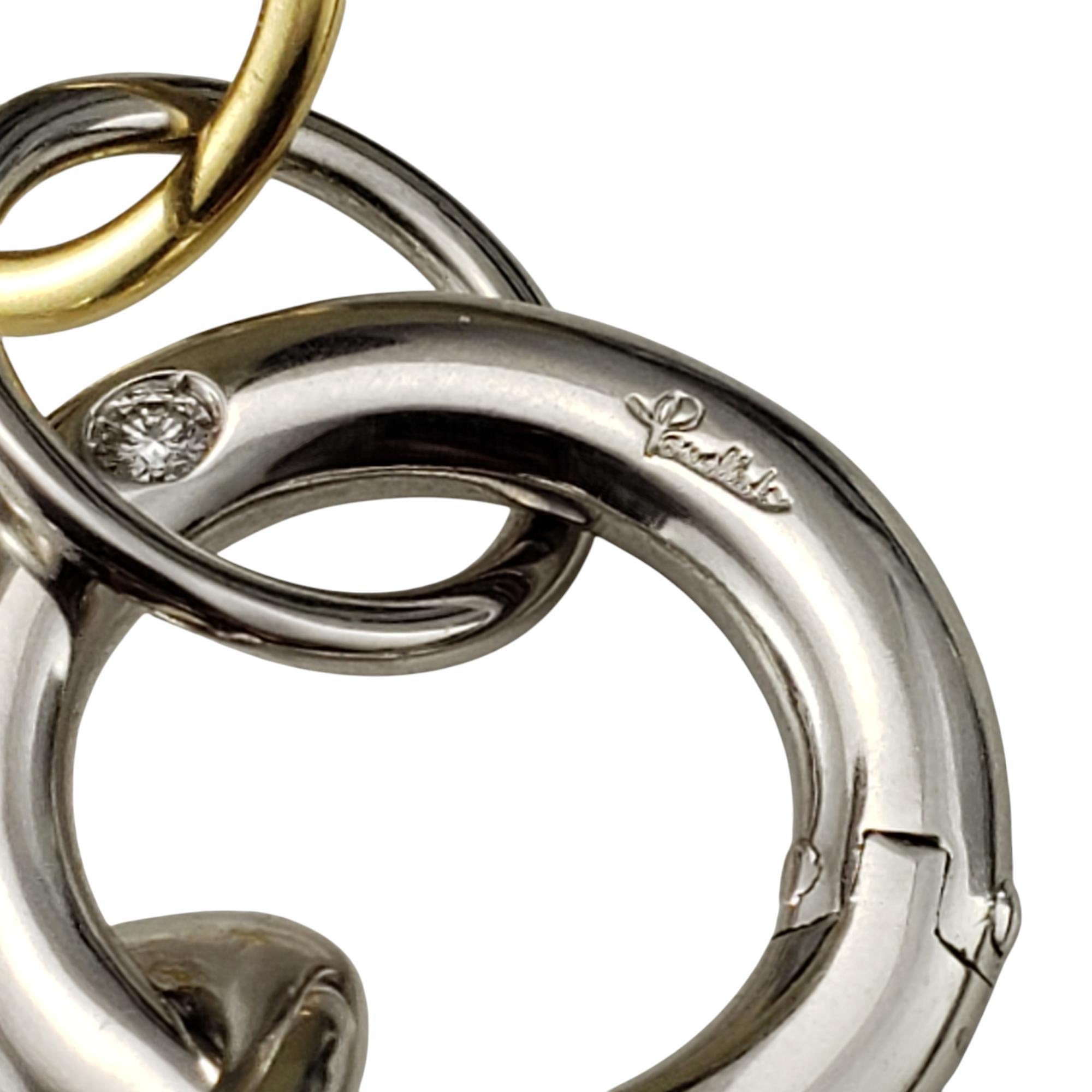 Round Cut Pomellato 18K Tricolor Gold and Diamond Link Lucciole Link Bracelet #20666 For Sale