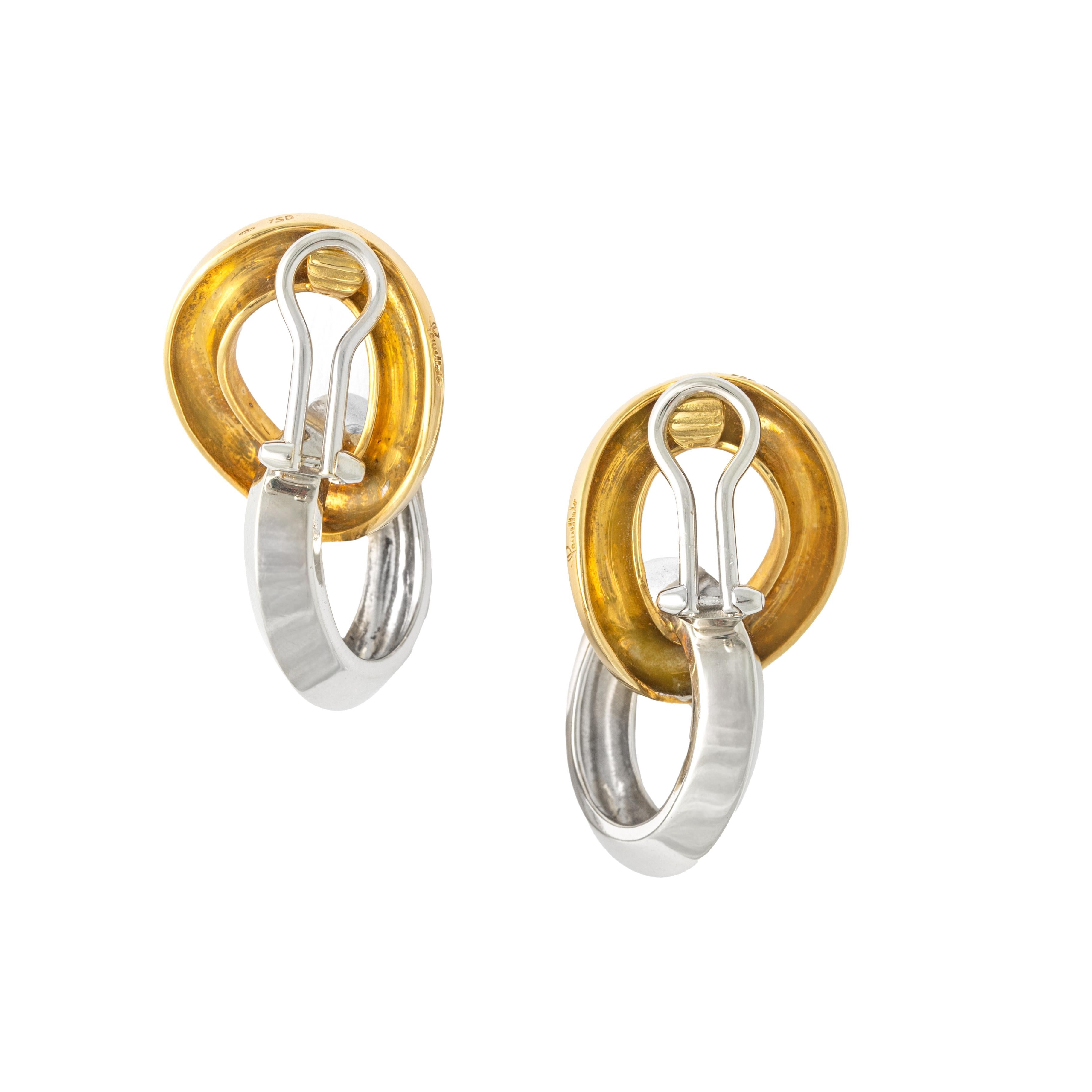 Women's or Men's Pomellato White and Yellow Gold 18K Earrings For Sale