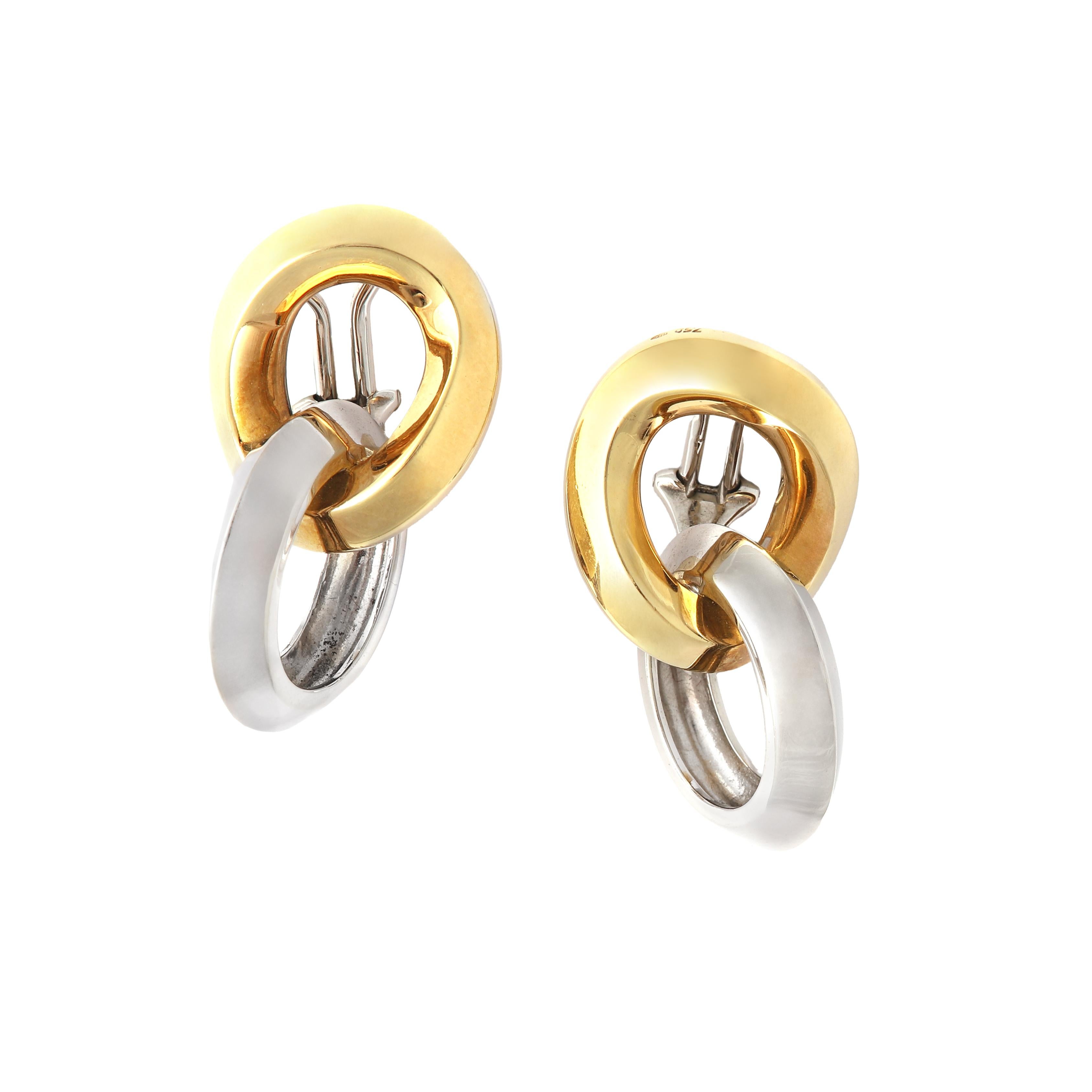 Pomellato White and Yellow Gold 18K Earrings For Sale 1
