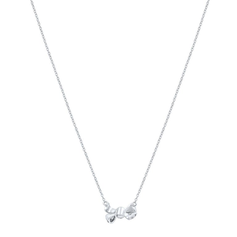 Pomellato 18 Karat White Gold 0.15 Carat Diamond Bow Drop Necklace at ...
