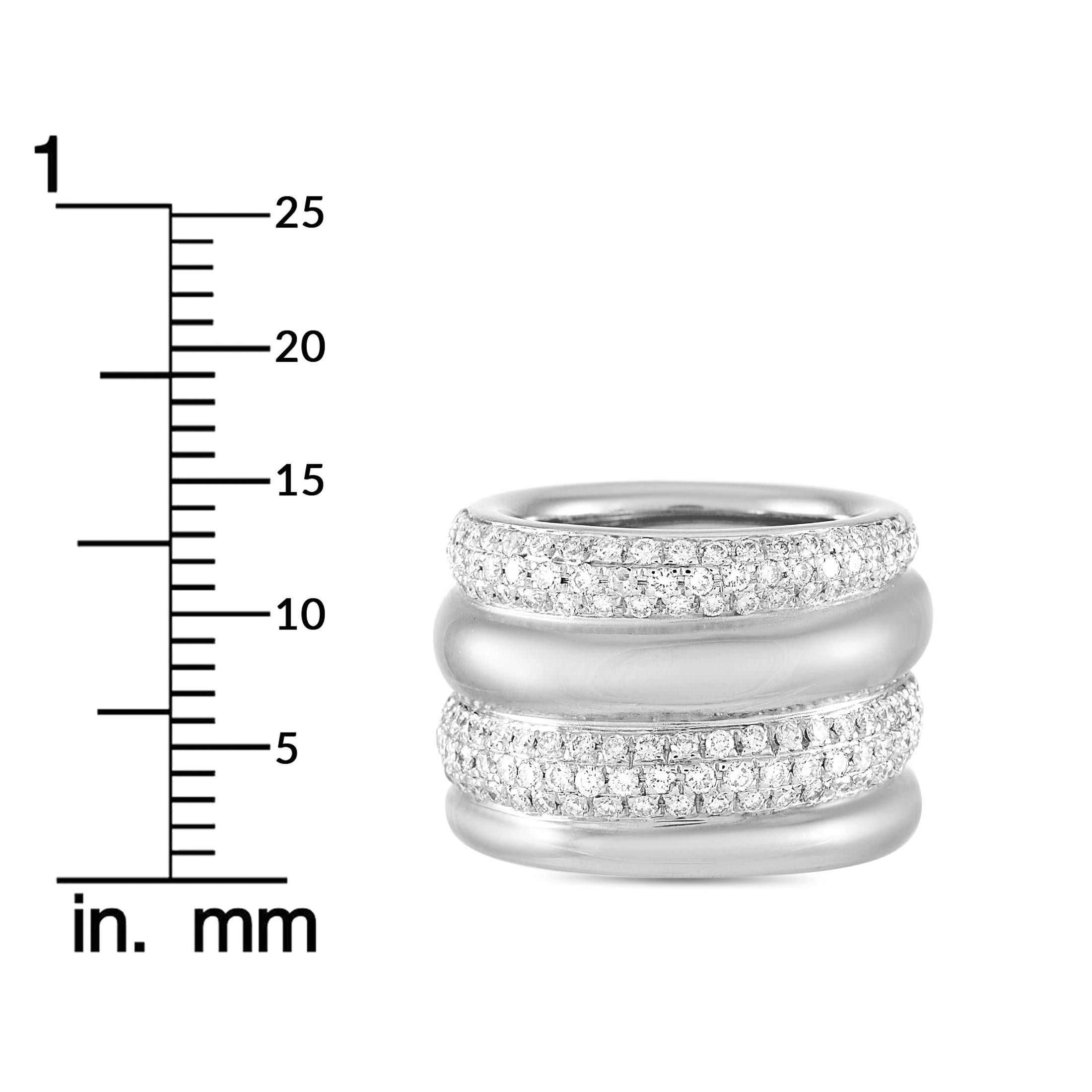 Round Cut Pomellato 18 Karat White Gold 2.50 Carat Diamond Tubolare Ring
