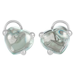 Pomellato Boucles d'oreilles à pince en or blanc 18 carats avec aigue-marine