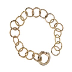 Pomellato 18k White Rose & Yellow Gold Chain Link Vintage Diamond Bracelet