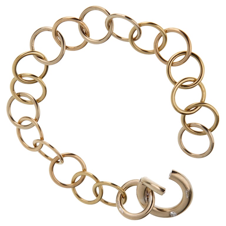 Pomellato 18k White Rose & Yellow Gold Chain Link Vintage Diamond Bracelet photo 2