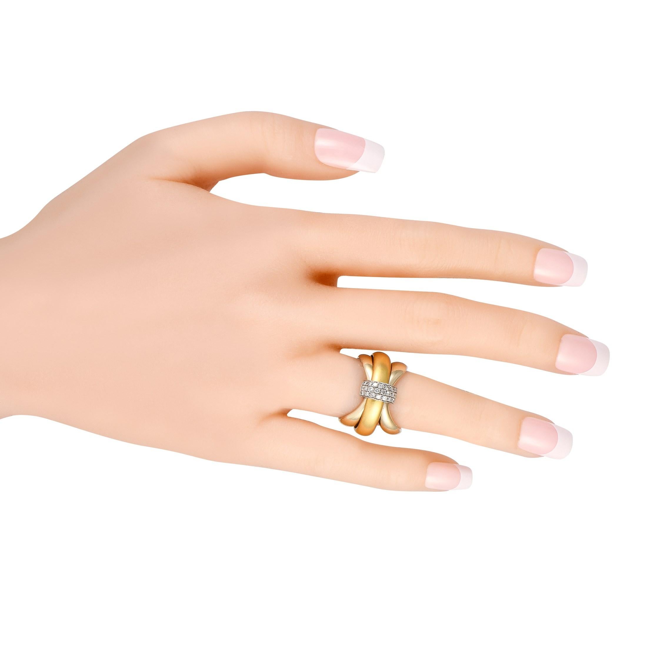 Round Cut Pomellato 18K Yellow and White Gold 0.20ct Diamond Ring