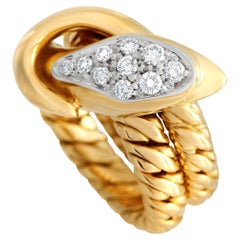 Pomellato 18K Yellow and White Gold 0.25ct Diamond Snake Ring