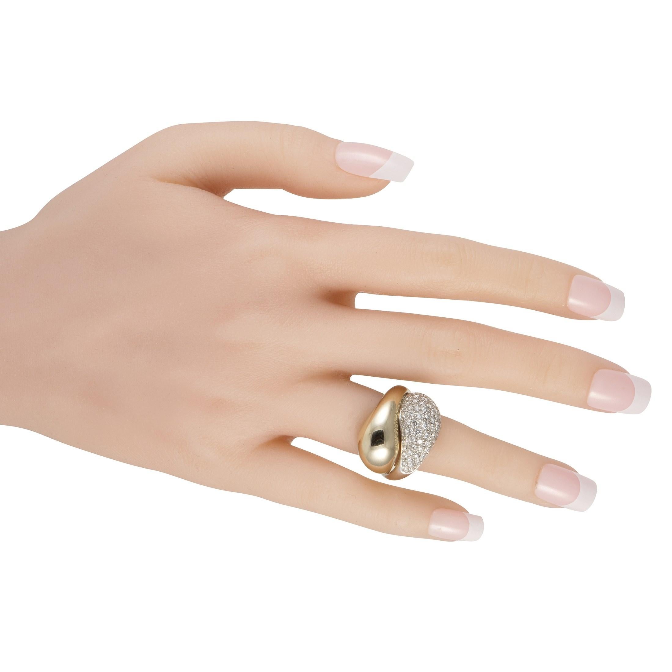 Women's Pomellato 18K Yellow and White Gold 1.50 Ct Diamond Interlocking Ring