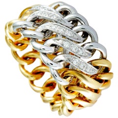 Pomellato 18 Karat Yellow and White Gold Diamond Link Band Ring