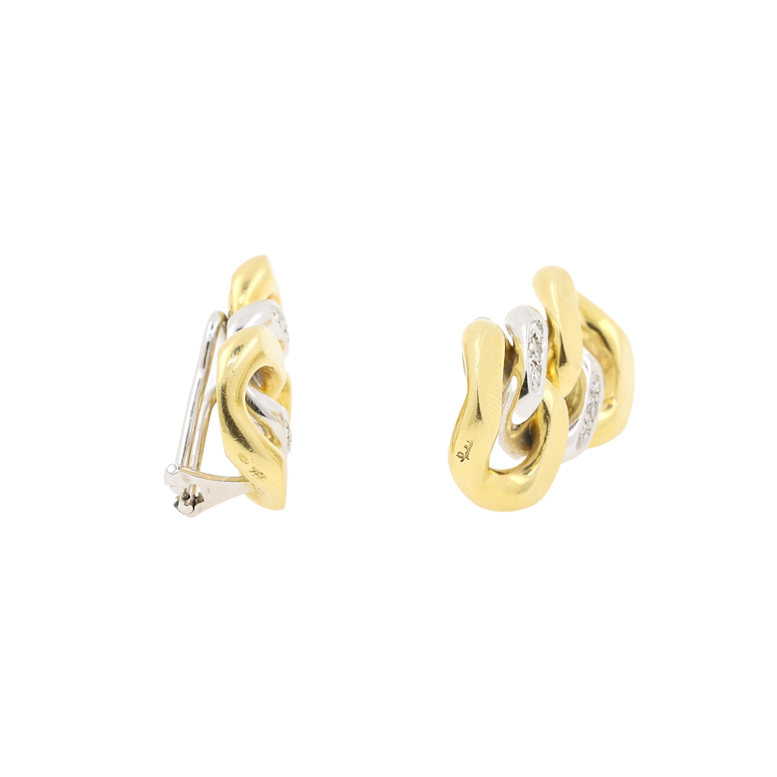 Modern Pomellato 18K Yellow and White Gold Earrings with Diamonds 
