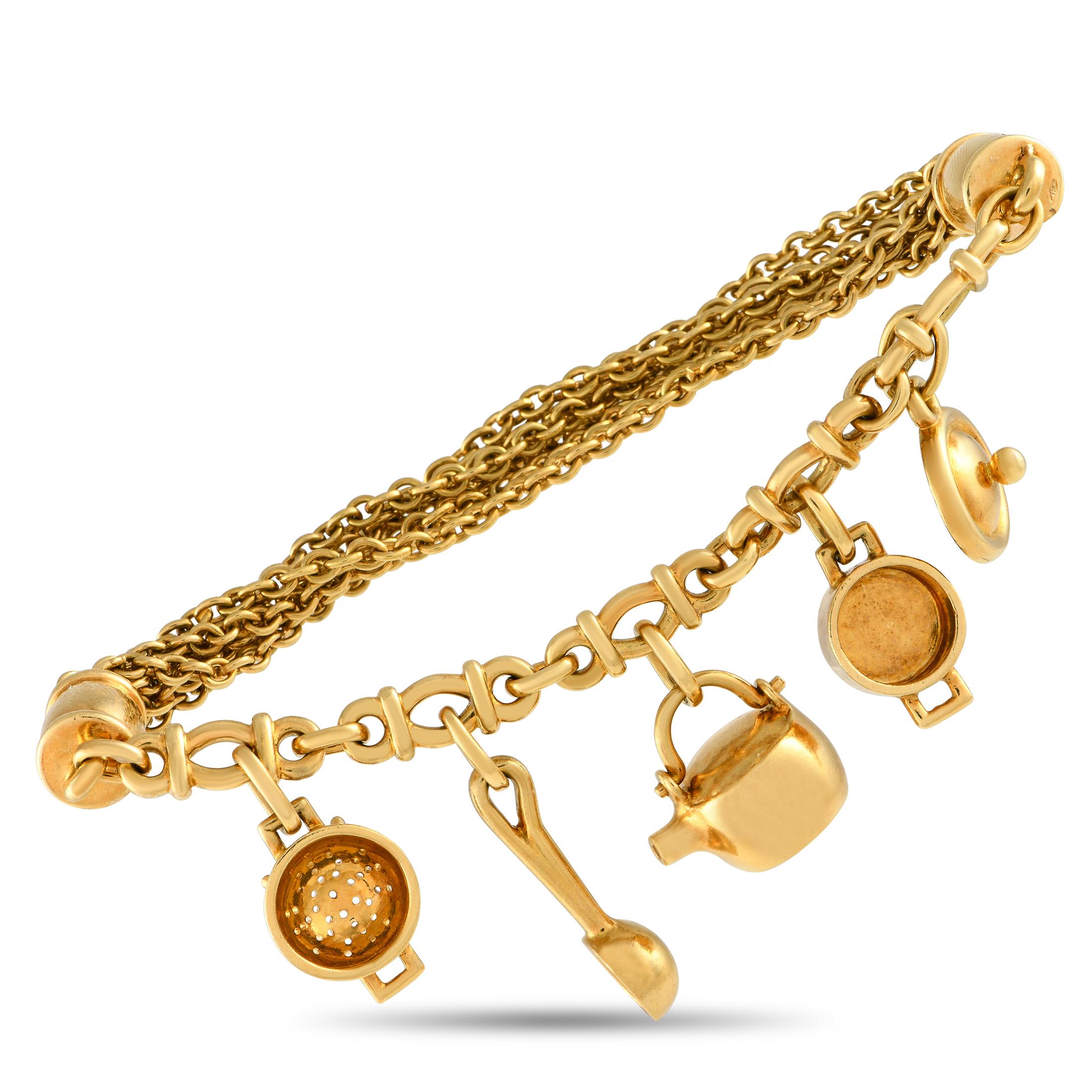 Pomellato 18K Yellow Gold Charm Bracelet  In Excellent Condition For Sale In Southampton, PA