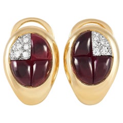 Pomellato 18K Yellow Gold Diamond and Tourmaline Clip-On Earrings