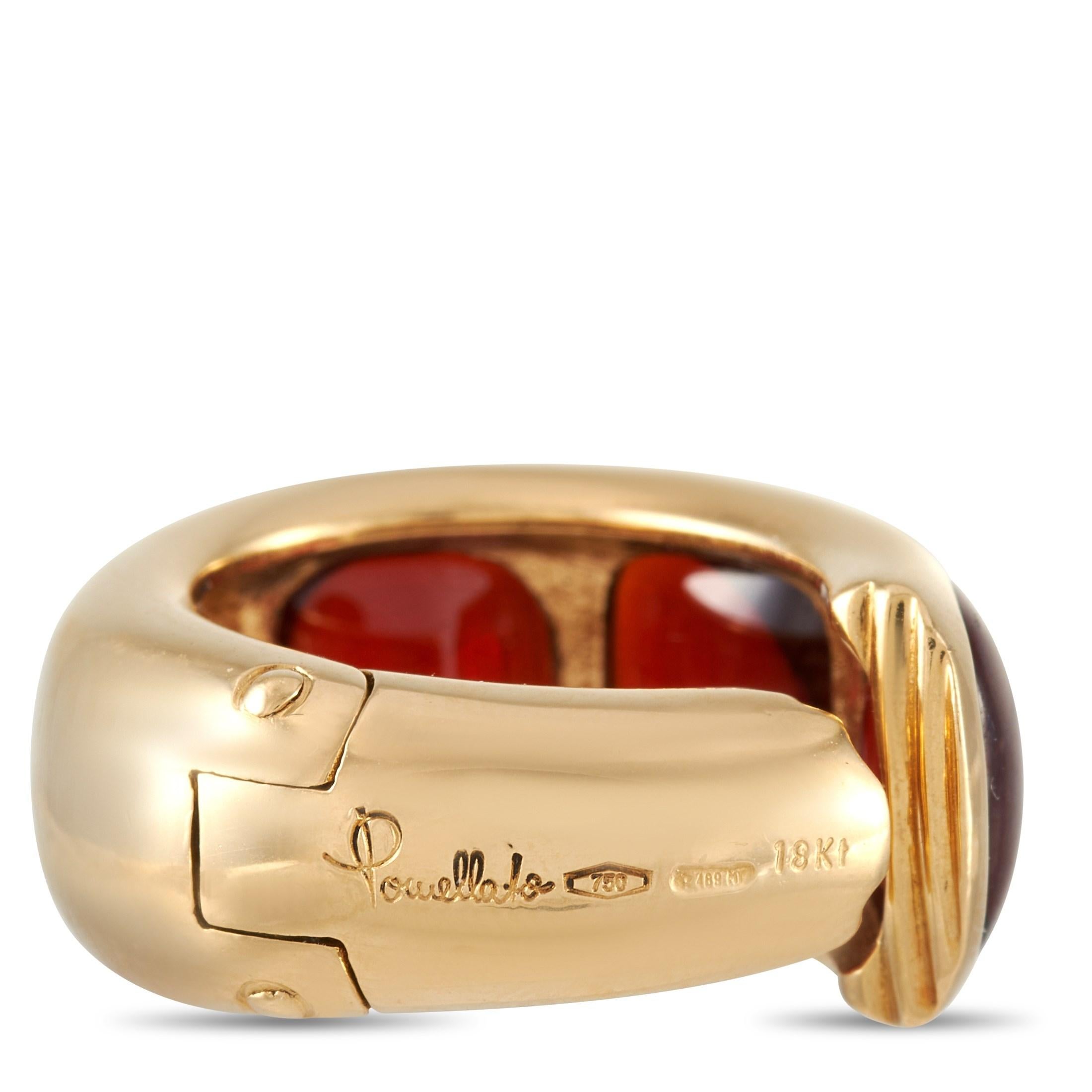 Pomellato 18 Karat Gelbgold Granat-Ohrringe mit Clip (Gemischter Schliff)