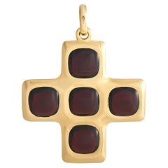 Pomellato 18K Yellow Gold Garnet Cross Pendant