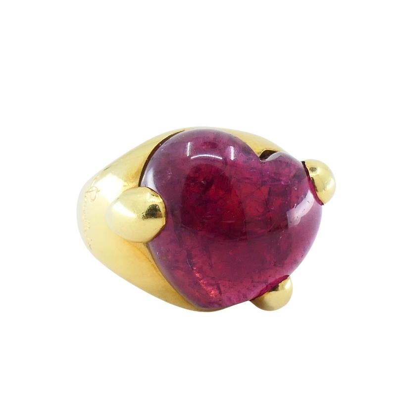 Pomellato Bague en or jaune 18 carats avec tourmaline en forme de coeur en vente 4