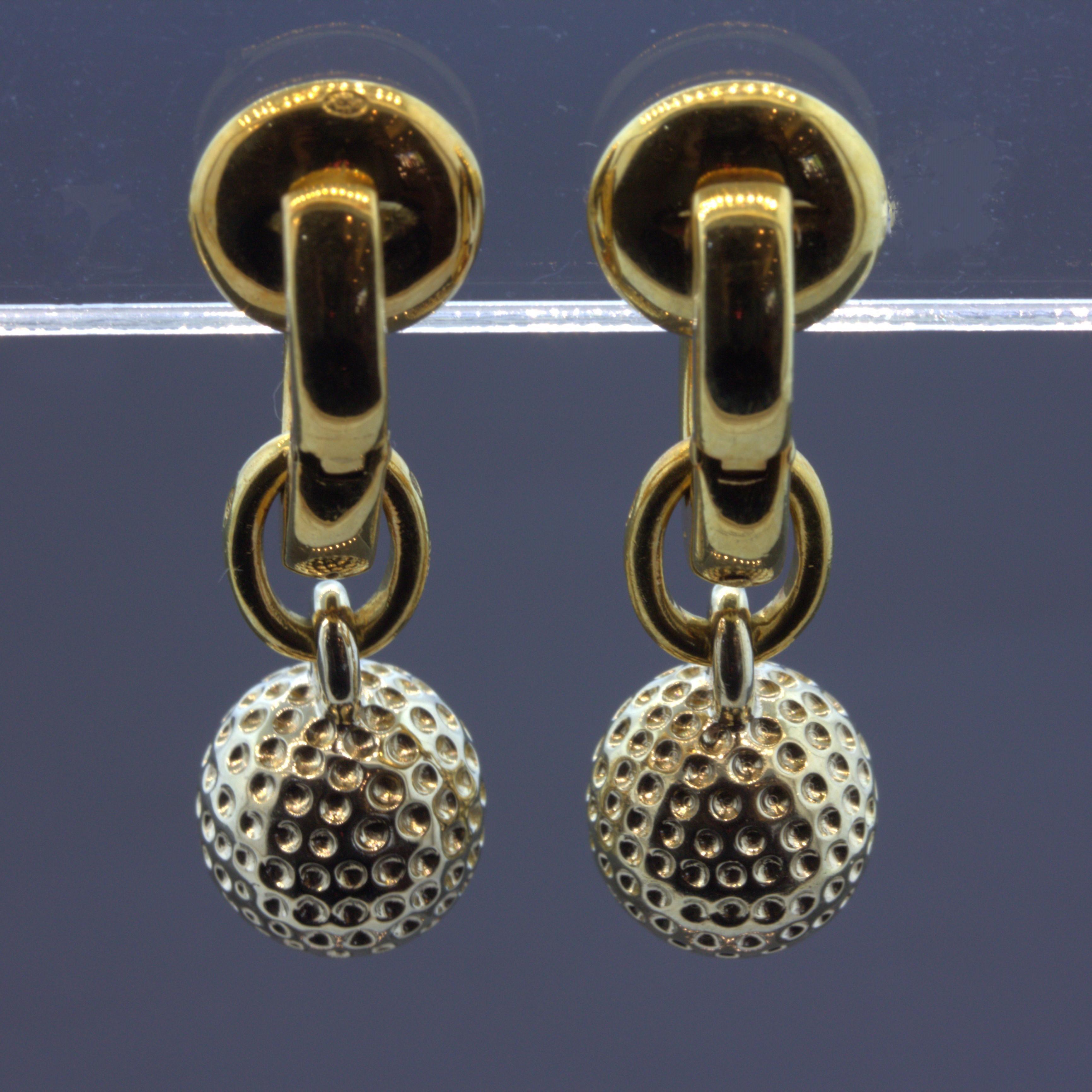 Pomellato 18k Yellow Gold Huggie Drop Ball Earrings In New Condition For Sale In Beverly Hills, CA