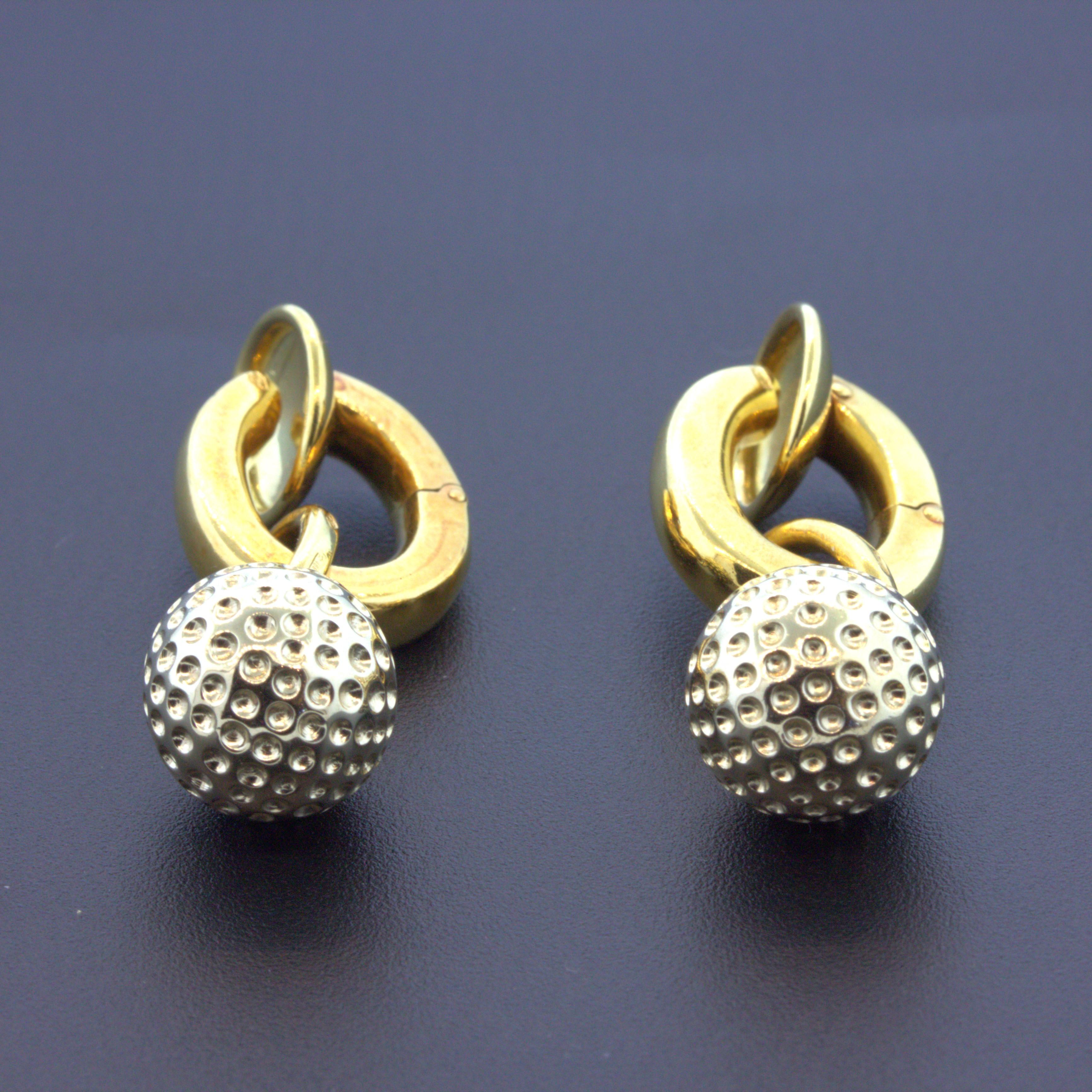 Women's Pomellato 18k Yellow Gold Huggie Drop Ball Earrings For Sale