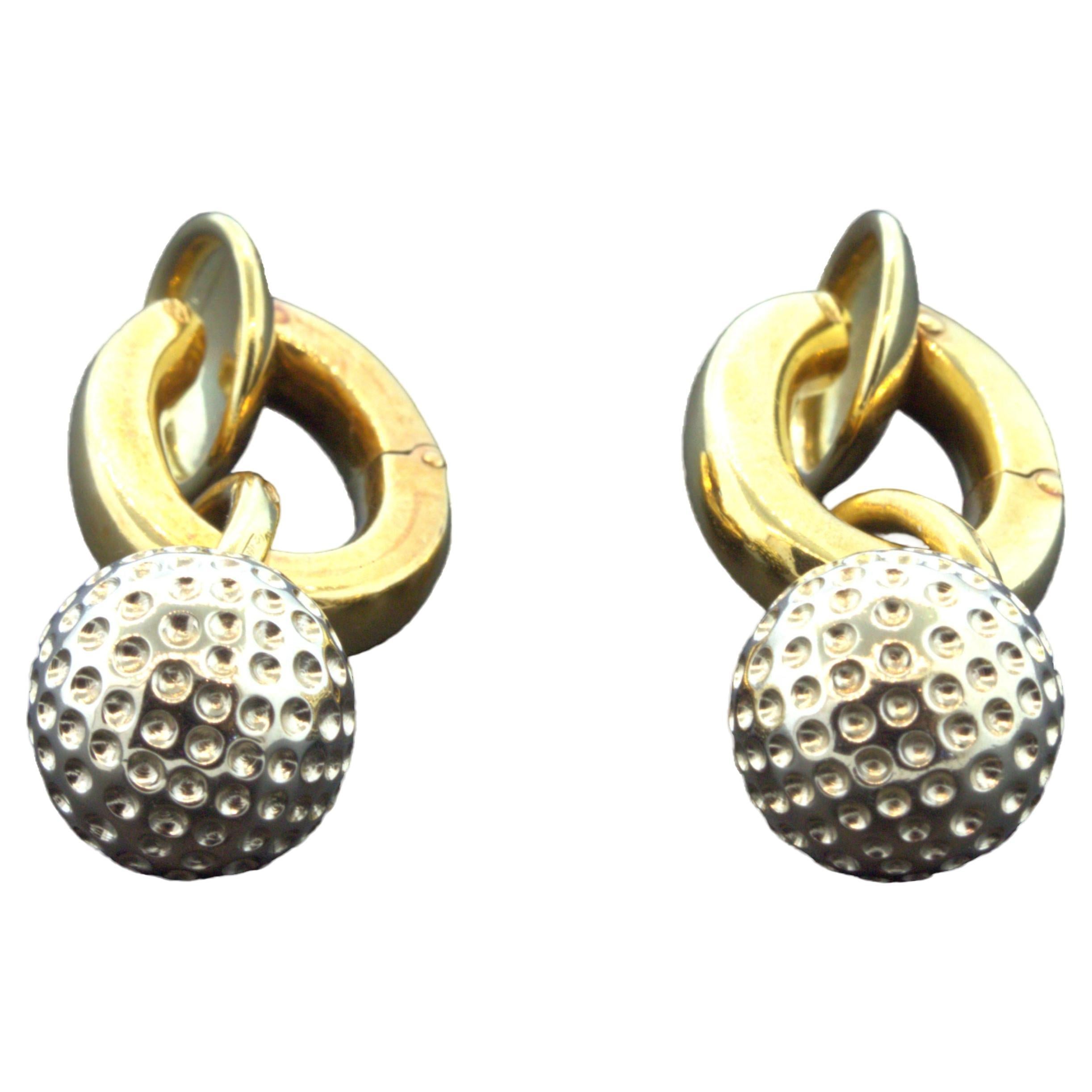 Pomellato 18k Yellow Gold Huggie Drop Ball Earrings For Sale