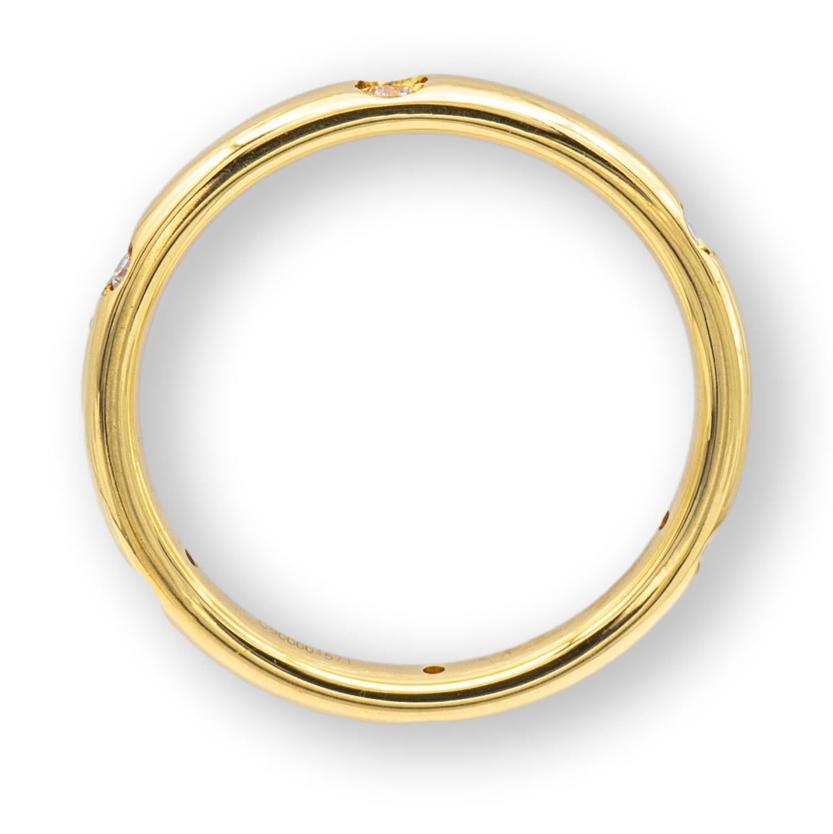 Modern Pomellato 18K Yellow Gold Lucciole Diamond .13ct Band Ring Size 6.5 For Sale