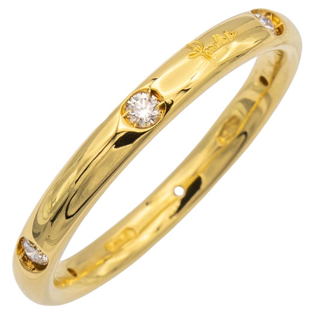 Pomellato 18K Yellow Gold Lucciole Diamond .13ct Band Ring Size 6.5 For Sale