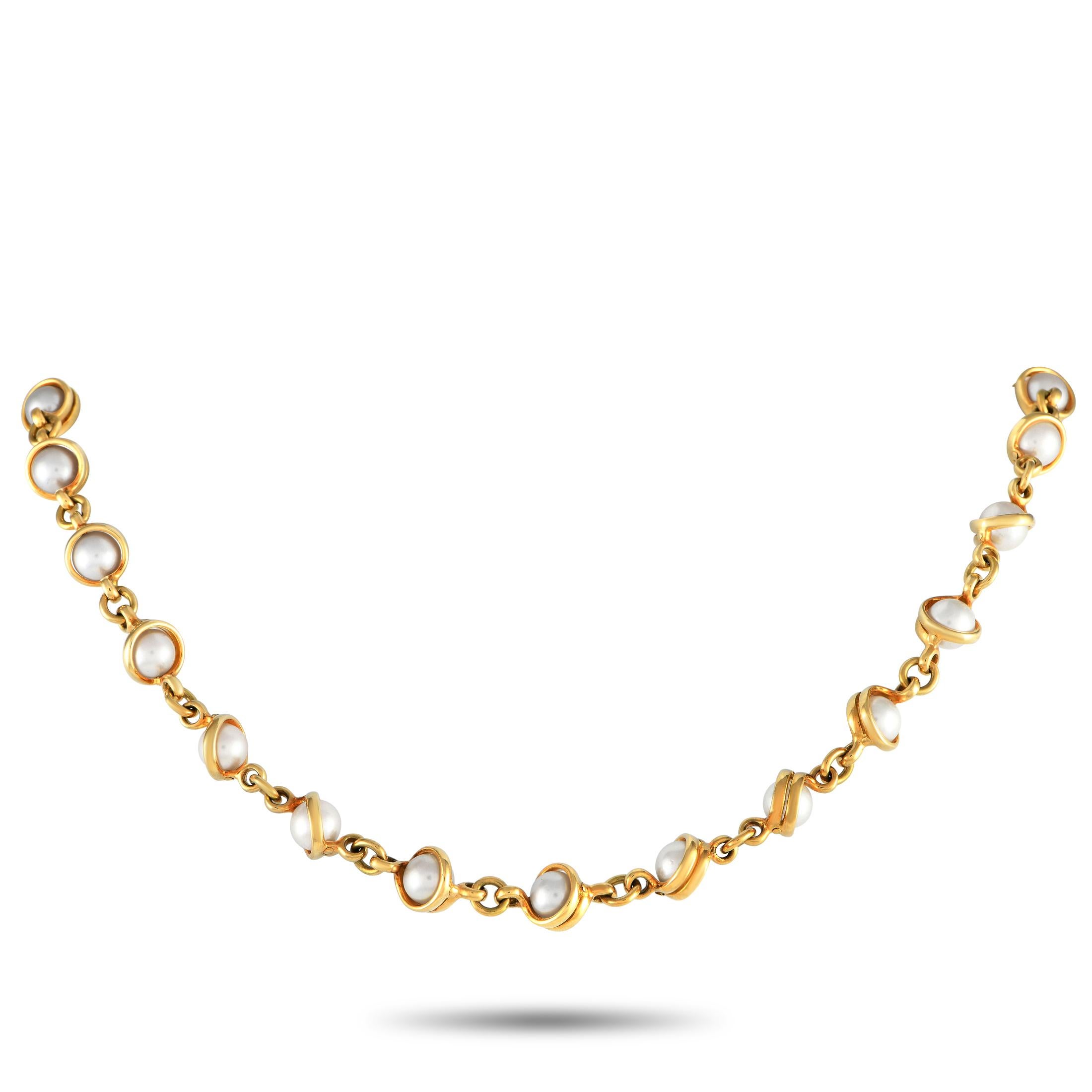 Women's Pomellato 18K Yellow Gold Pearl Link Necklace PO09-012224