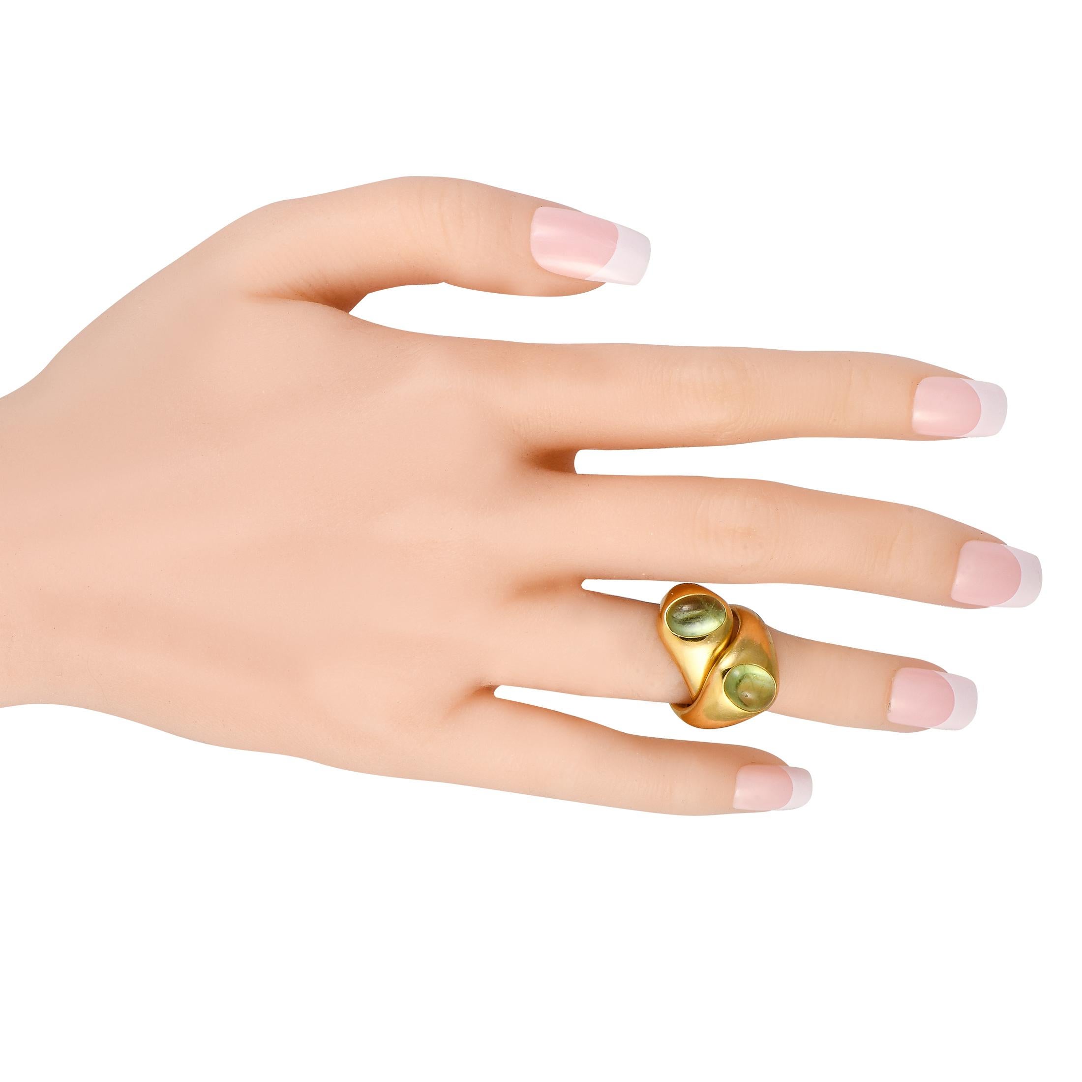 Mixed Cut Pomellato 18K Yellow Gold Peridot Interlocking Ring