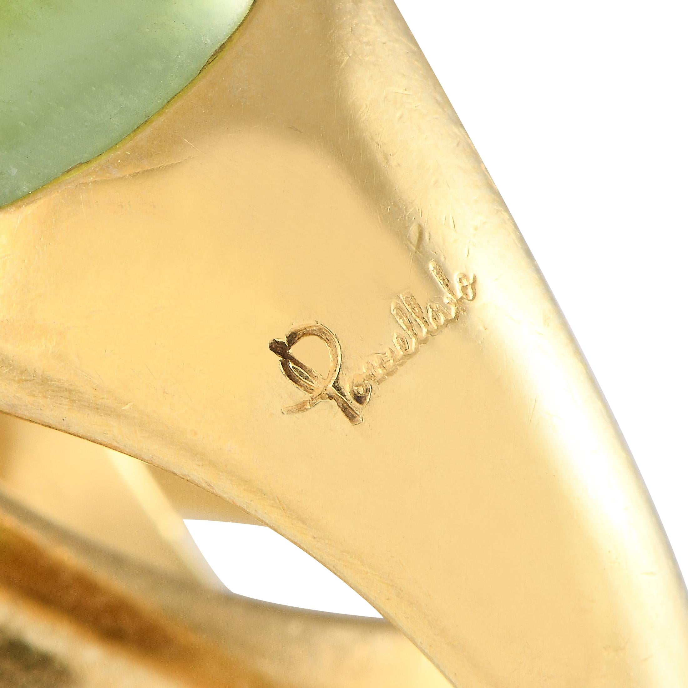 Pomellato 18K Yellow Gold Peridot Interlocking Ring In Excellent Condition In Southampton, PA