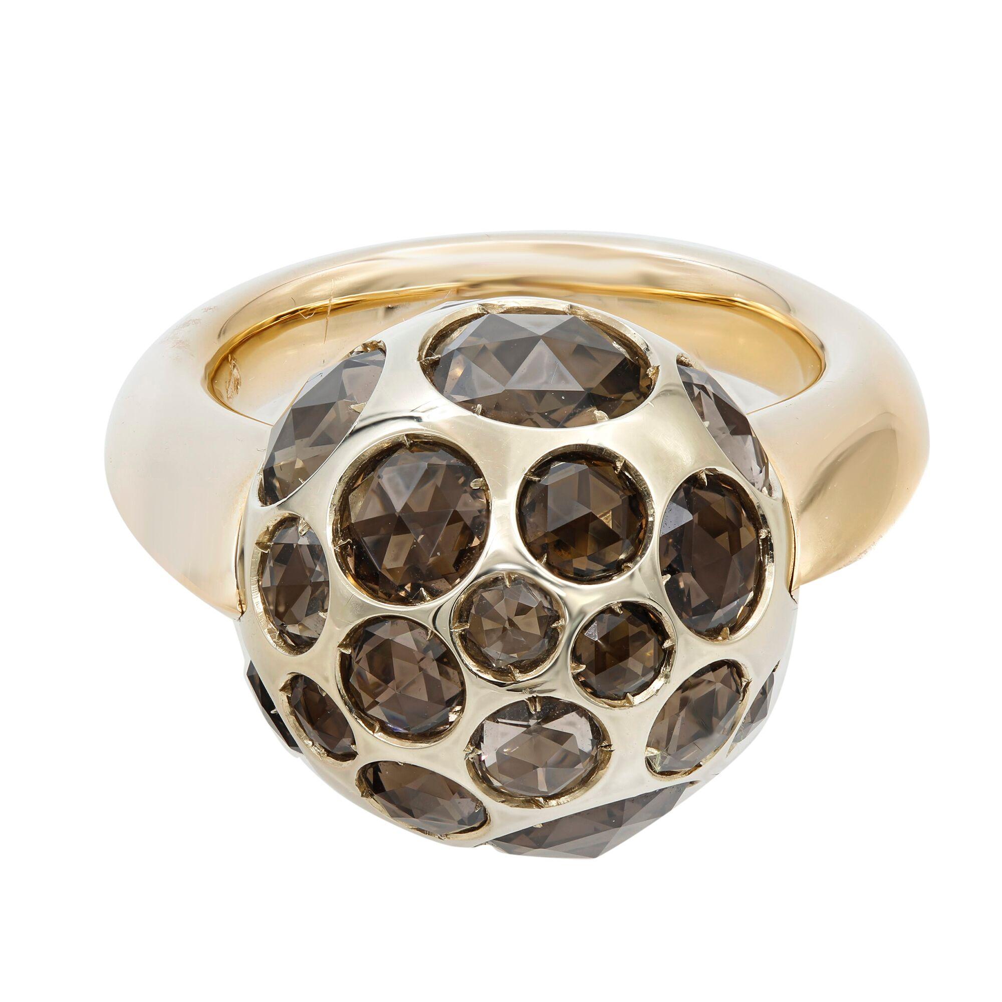 Pomellato 18K Yellow Gold Smoky Quartz Harem Ring In Excellent Condition In New York, NY
