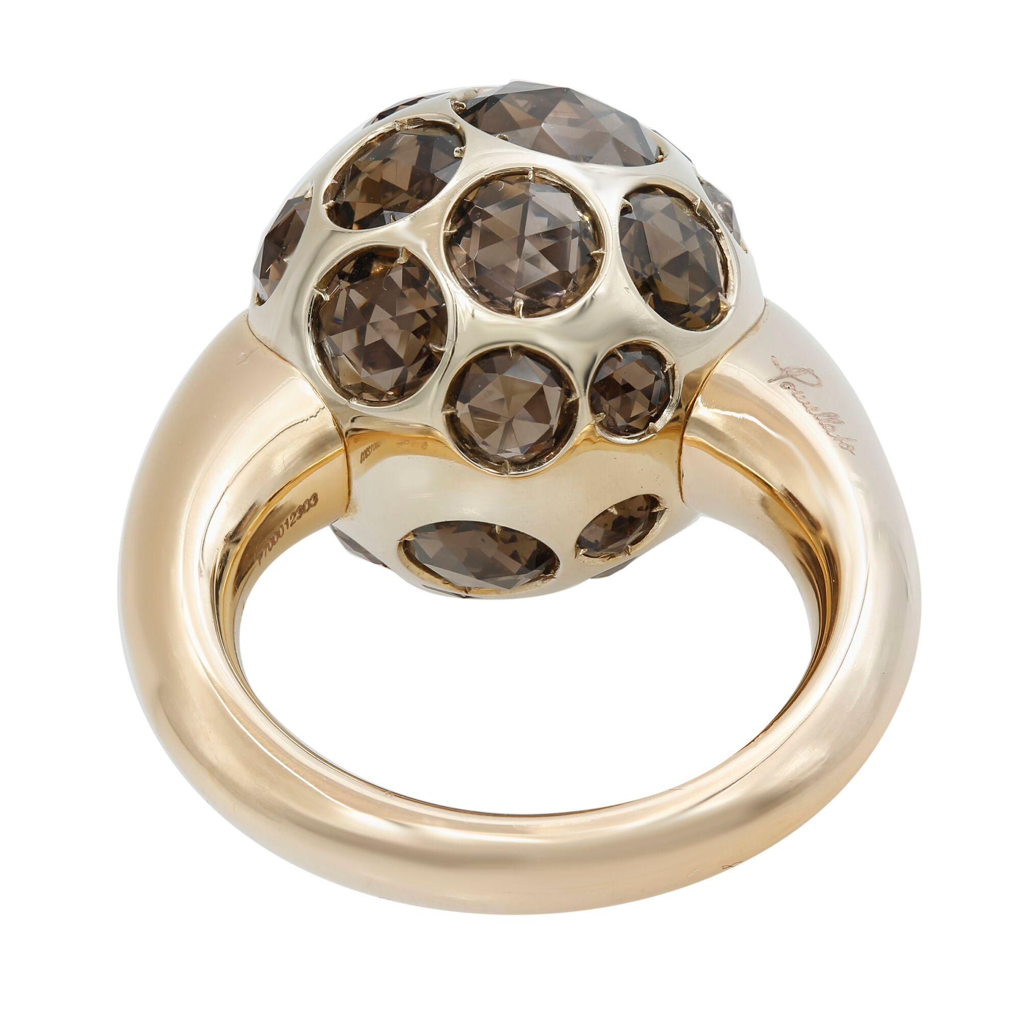 Women's Pomellato 18K Yellow Gold Smoky Quartz Harem Ring