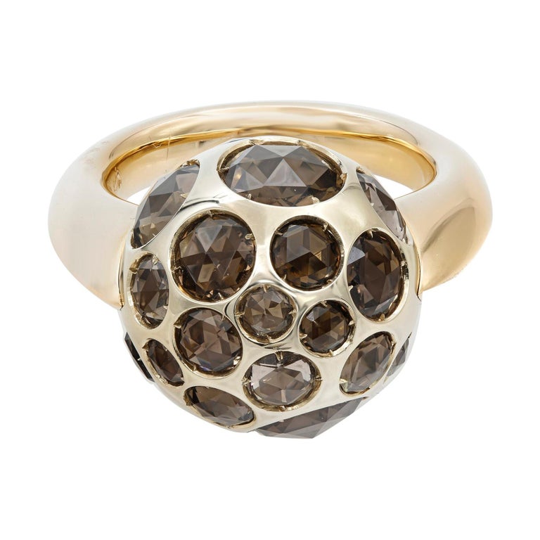 Pomellato 18K Yellow Gold Smoky Quartz Harem Ring at 1stDibs