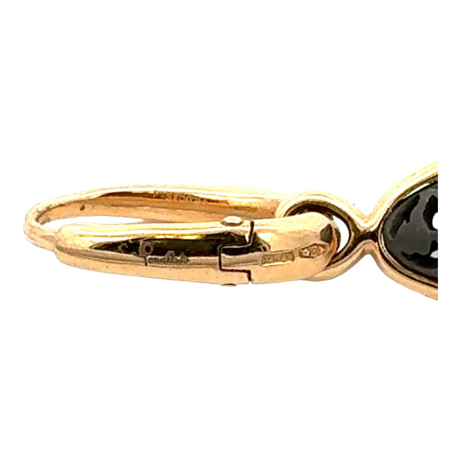 Round Cut Pomellato 18K Yellow Gold Titanium Diamond Arabesque Drop Earrings
