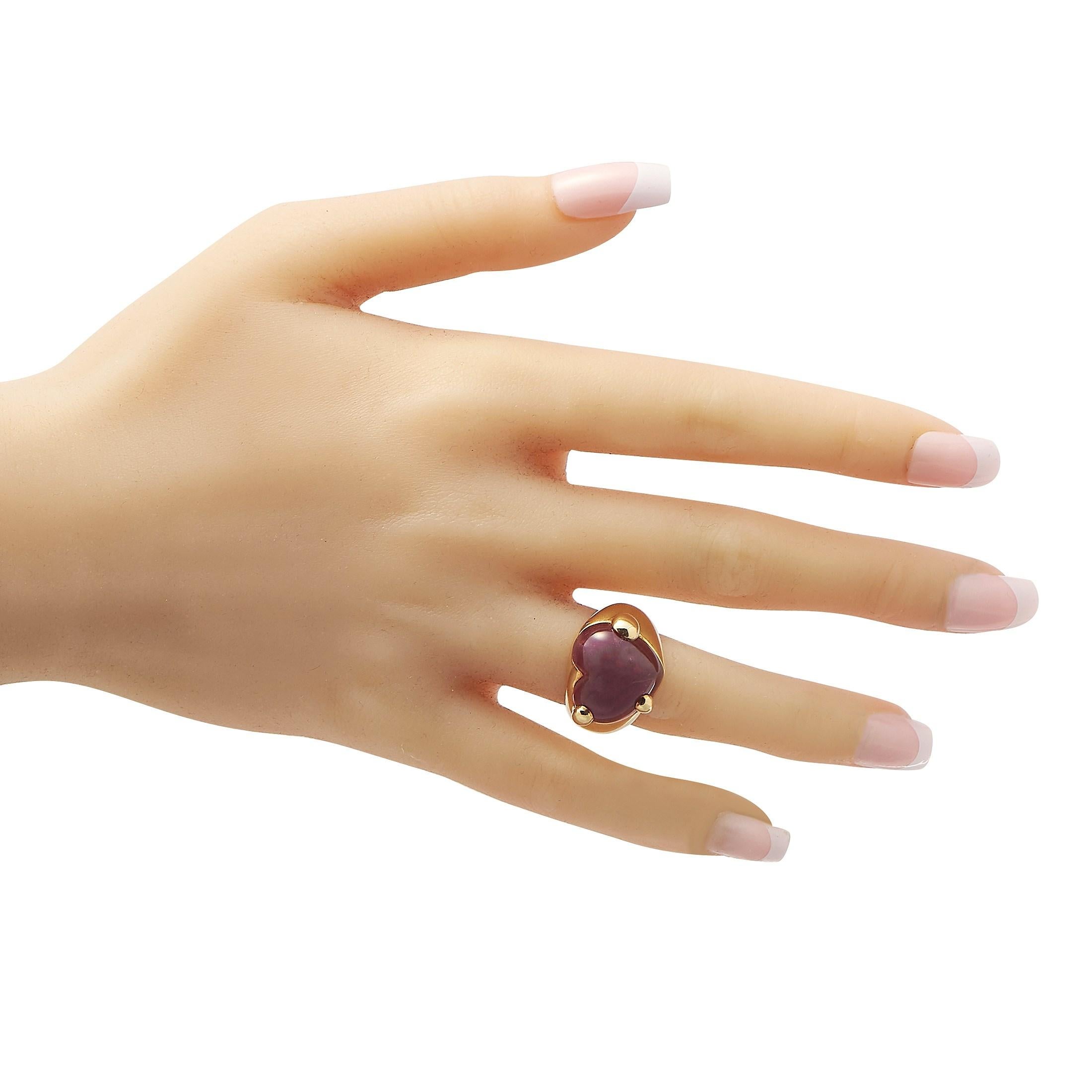Pomellato Herzring aus 18 Karat Gelbgold mit Turmalin (Herzschliff)