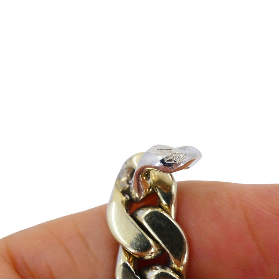 Pomellato - Bracelet en or jaune blanc 18k avec chaîne à maillons sertis de diamants en vente 6