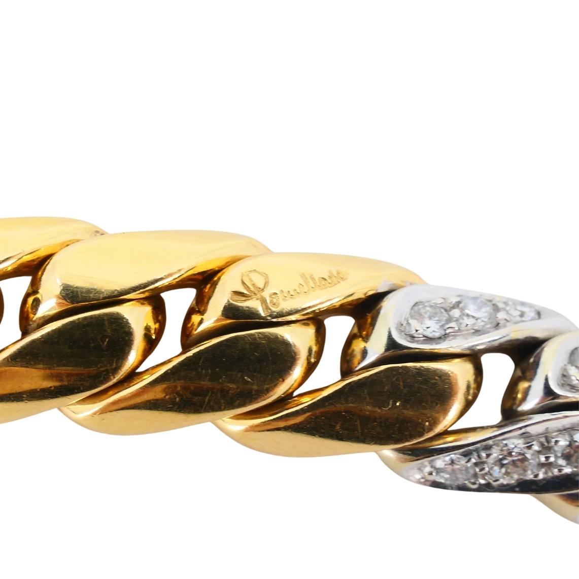 Pomellato - Bracelet en or jaune blanc 18k avec chaîne à maillons sertis de diamants en vente 7