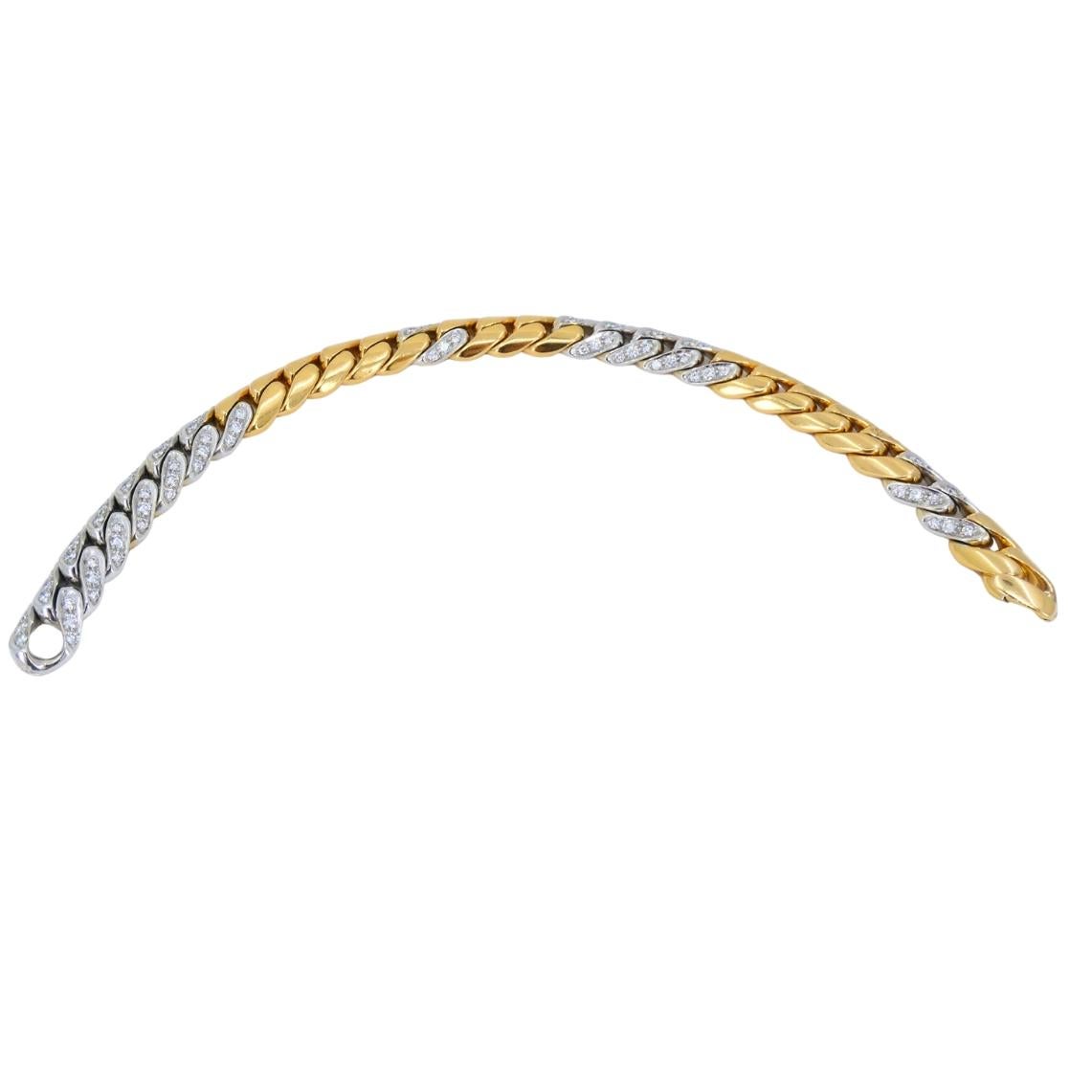 Pomellato - Bracelet en or jaune blanc 18k avec chaîne à maillons sertis de diamants en vente 8