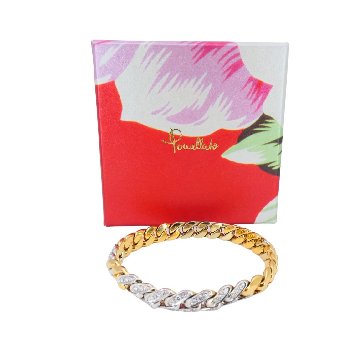 Pomellato - Bracelet en or jaune blanc 18k avec chaîne à maillons sertis de diamants en vente 9
