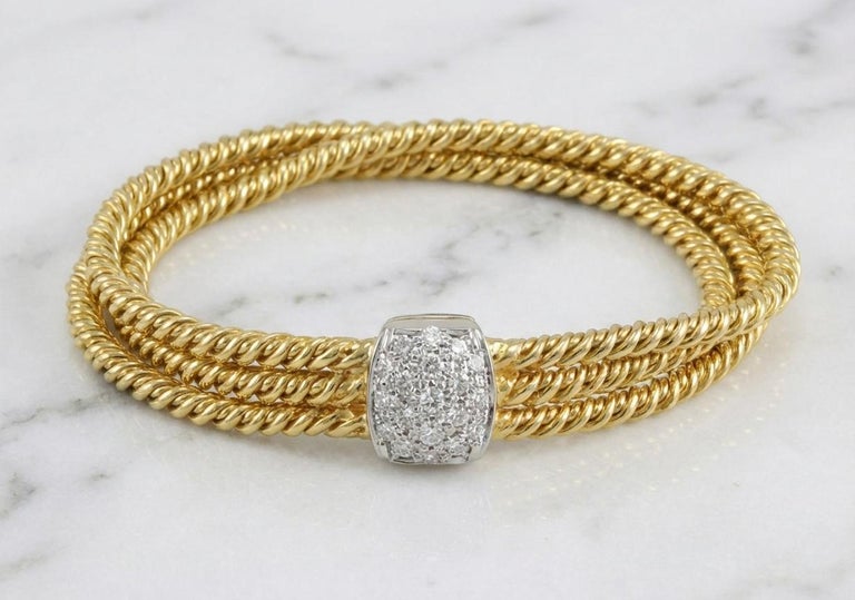 Pomellato 18K Yellow & White Gold Three Strand Diamond Bracelet 7.50" photo 3