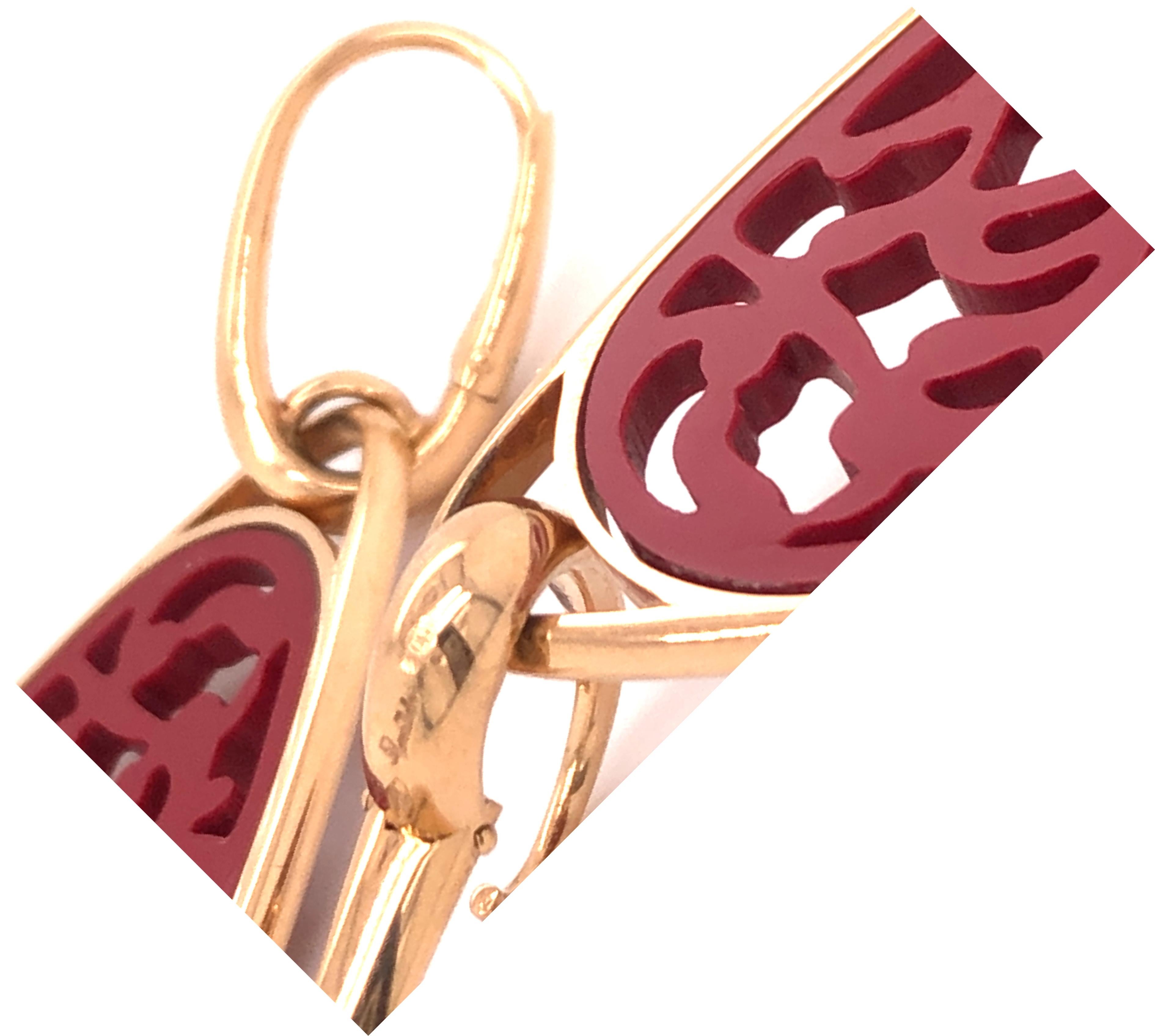 Pomellato 18kt Rose Gold Victoria Collection Red Rhodoid Drop Earrings In New Condition In Valenza, IT