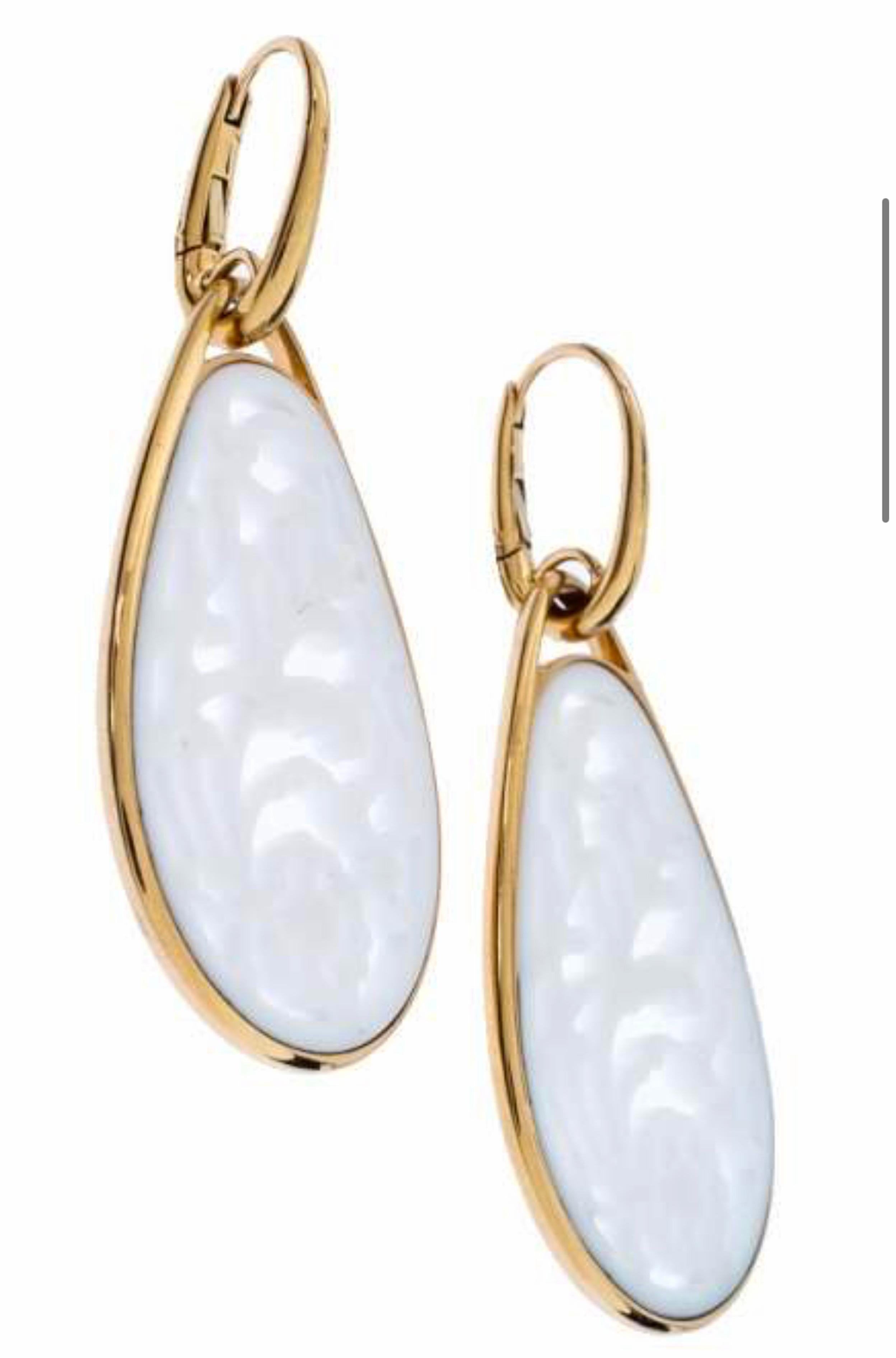 Pear Cut Pomellato 18kt Rose Gold Victoria Collection White Agate Drop Earrings